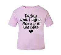 Daddy and I Agree Mommy is The Best Statement [BBY5] Short Sleeve Cotton Toddler t Shirt, 1-2 Years, Pastel Pink