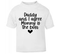 Daddy and I Agree Mommy is The Best Statement [BBY5] Short Sleeve Cotton Toddler t Shirt, 1-2 Years, White