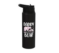 Daddy Bear Flowers Two Bear Cubs Kids Dad Stainless Steel Insulated Water Bottle