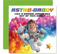 Daddy Birthday Card - Astro-Daddy - Happy Birthday Card for Daddy from Son Daughter, 145mm Astronaut Space Bday Greeting Cards