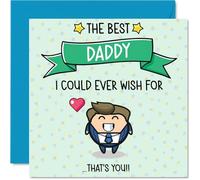 Daddy Birthday Card - Best I Could Ever Wish For - Happy Birthday Card for Daddy from Son Daughter, 145mm Cute Bday Greeting Cards