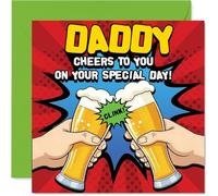 Daddy Fathers Day Card - Cheers To You Raise a Glass - Happy Birthday Cards for Daddy from Son Daughter, 145mm Father's Day Bday Greeting Cards