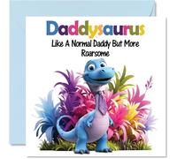 Daddy Birthday Card - Roarsome Daddysaurus - Happy Birthday Card for Daddy Dad from Son Daughter, 145mm Dinosaur Bday Greeting Cards
