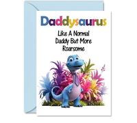 Daddy Birthday Card - Roarsome Daddysaurus - Happy Birthday Card for Daddy Dad from Son Daughter, A5 Dinosaur Bday Greeting Cards
