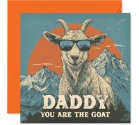 Daddy Birthday Card - You Are The Goat - Happy Birthday Card for Daddy from Son Daughter, 145mm Funny Animal Bday Greeting Cards