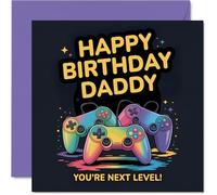 Daddy Birthday Card - Youre Next Level - Happy Birthday Card for Daddy from Son Daughter, 145mm video game controller design Bday Greeting Cards