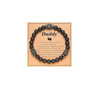 Daddy Bracelet For Men, New Dad Natural Stone Beaded Stretch Frosted Square Anniversary Inspirational Gifts Jewelry, M, Stone, no gemstone