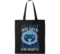 Daddy By Day G A M E R By Night Natural Ecological Cotton Tote Bag Black