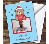Daddy Christmas Bear Hearts Cute Photo Personalised Christmas Card | Christmas Card | Any Relation Xmas Card