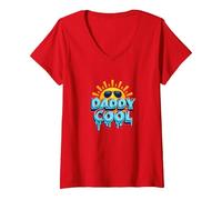 Daddy Cool: Fun Summer Vibes for Rad Fathers V-Neck T-Shirt, Women, Red, M