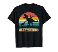 Daddy Dinosaur Daddysaurus 2 Two Kids Funny Father's Day dad Value Graphic T-Shirt, Men, Black, M