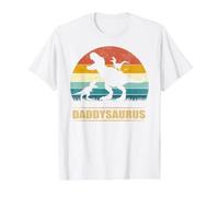 Daddy Dinosaur Daddysaurus 2 Two Kids Funny Father's Day dad Value Graphic T-Shirt, Men, White, M