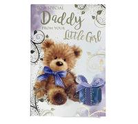 Daddy from Your Little Girl Bear & Present Design Birthday Card Lovely Verse