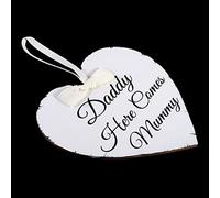Daddy Here Comes Mummy Sign,Akozon Vintage Love Heart S Daddy Here Comes Mummy W Party Wooden Hanging Sign Plaque Gift
