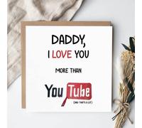 Daddy I Love You More Than You Tube A5 Card - Novelty Joke Funny Father's Day Dad Father Birthday Saying Quote Greetings Family Blank Personalised Message Gift (Blank Message Prime)
