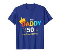 Daddy is 50 Happy 50th Birthday T-Shirt, Men, Royal Blue, Medium