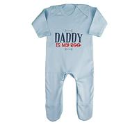 Daddy is My Boo (Bones Style) Baby Romper Jumpsuit with feet, 6-12 Months, Pastel Blue