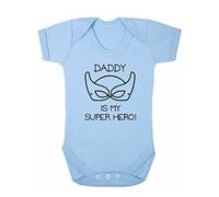 Daddy is My Super Hero Baby Boy Girl Unisex Short Sleeve Bodysuit (Sky Blue - 3-6 Months)