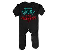 Daddy is My Valentine Statement Baby Romper Jumpsuit with feet, 3-6 Months, Black