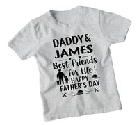 Daddy & James Best Friends for Life Happy Fathers Day Personalised Kids T-Shirt, Custom Childrens Tee 3-4 Years Heather Grey