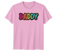 Daddy Leopard Print Family Fatherhood Mens T-Shirt Womens Graphic Tee Unisex Top L Light Pink
