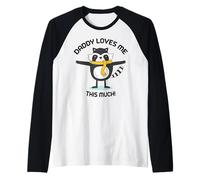 Daddy Loves me This Much Cute Raccoon Kids Adorable Graphic Raglan Baseball Tee