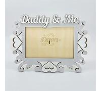 Daddy&Me, Baby Wooden Photo Frame Custom Hand Made for Tabletop or Wall, Decorative Style, Gift idea, Hearts (Grey)