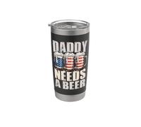 Daddy Needs A Beer Funny Dad Father Drinking Humor Beer Men Stainless Steel Insulated Tumbler