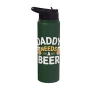 Daddy Needs A Beer Funny Dad Father Drinking Humor Beer Men Stainless Steel Insulated Water Bottle