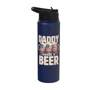 Daddy Needs A Beer Funny Dad Father Drinking Humor Beer Men Stainless Steel Insulated Water Bottle