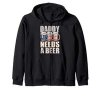 Daddy Needs A Beer Funny Dad Father Drinking Humor Beer Men Zip Hoodie
