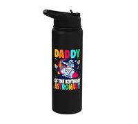 Daddy of The Birthday Astronaut Rocket Outer Space Birthday Stainless Steel Insulated Water Bottle