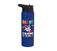 Daddy of The Birthday Astronaut Rocket Outer Space Birthday Stainless Steel Insulated Water Bottle