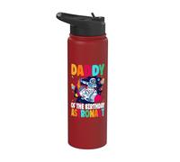 Daddy of The Birthday Astronaut Rocket Outer Space Birthday Stainless Steel Insulated Water Bottle