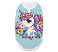 Daddy Of The Birthday Princess Un-icorn Dog Clothes Printed Pet Shirts Summer Vest T-Shirt Sweatshirt for Small Dogs Cats 2XL