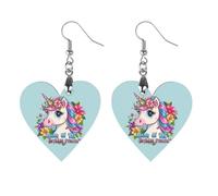 Daddy Of The Birthday Princess Un-icorn Earrings Wooden Dangle Earring Drop Earrings Pendants Craft for Women