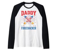 Daddy of the Little Firecracker Patriotic Family Raglan Baseball Tee