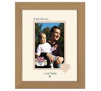 Daddy Photo Frame A Girl’s First Love is Her Daddy Double Mounted Portrait 9 x 7 (Oak Finish Frame Cream Mount Beige Inside)