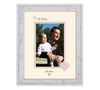 Daddy Photo Frame Portrait My Daddy My Hero 6x4 Double Mounted 1023F Quality Gift (Shabby Chic Frame Cream Mount Beige Inside)