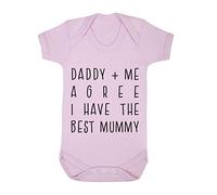 Daddy plus me agree I have the best mummy statement [MDB23] baby grow vest, 6-12 months, Pastel Pink