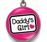 Daddy’s Girl Dog Tag - Add Your Info to The Back - 36 Colour Options - Funny Pet ID Tag for Dogs - 2 Sizes - Cute Metal Tag with Resin Dome