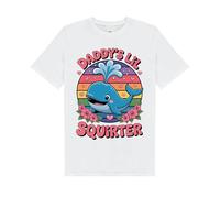 Daddy’s Lil Squirter Funny Whale T-Shirt - Offensive Adult Rude T-Shirt for Men - Inappropriate Joke Tee - Humour Novelty Gift for Him - Father’s Day Present White