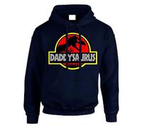 Daddy Saurus Mens Hoody Pullover Party Christmas Jumper Dad Hero Gift Hoodie Top Printed Design Navy Blue - XX-Large