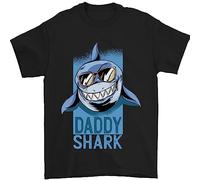 Daddy Shark Funny Fathers Day Mens T-Shirt 100% Cotton Black XL