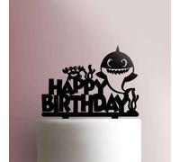 Daddy Shark Happy BirthdayAcrylic Cake Topper 3mm Thick Premium Laser Cut Cake Decoration for Birthday, Wedding, Baby Shower & Party Cakes Durable Reusable