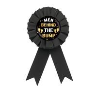 Daddy to Be Tinplate Badge Pin, Black Rosette Man Behind Men Behind The Bump Funny Daddy To Be Button Pin, Gold Footprint Fun Dad to Be Award Ribbon Brooch for Baby Shower/Gender Reveal Party