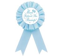Daddy to Be Tinplate Badge Pin, Blue Rosette Man Behind Men Behind The Bump Funny Daddy To Be Button Pin, Blue Footprint Fun Dad to Be Award Ribbon Brooch for Baby Shower/Gender Reveal Party