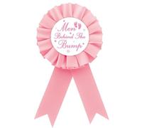 Daddy to Be Tinplate Badge Pin, Pink Rosette Man Behind Men Behind The Bump Funny Daddy To Be Button Pin, Pink Footprint Fun Dad to Be Award Ribbon Brooch for Baby Shower/Gender Reveal Party