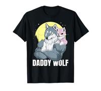 Daddy Wolf With Girl Daughter For Father's Day Men Wolf T-Shirt