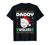 Daddy Wolves Xmas Party Christmas Ugly Wolf Lover Dad T-Shirt